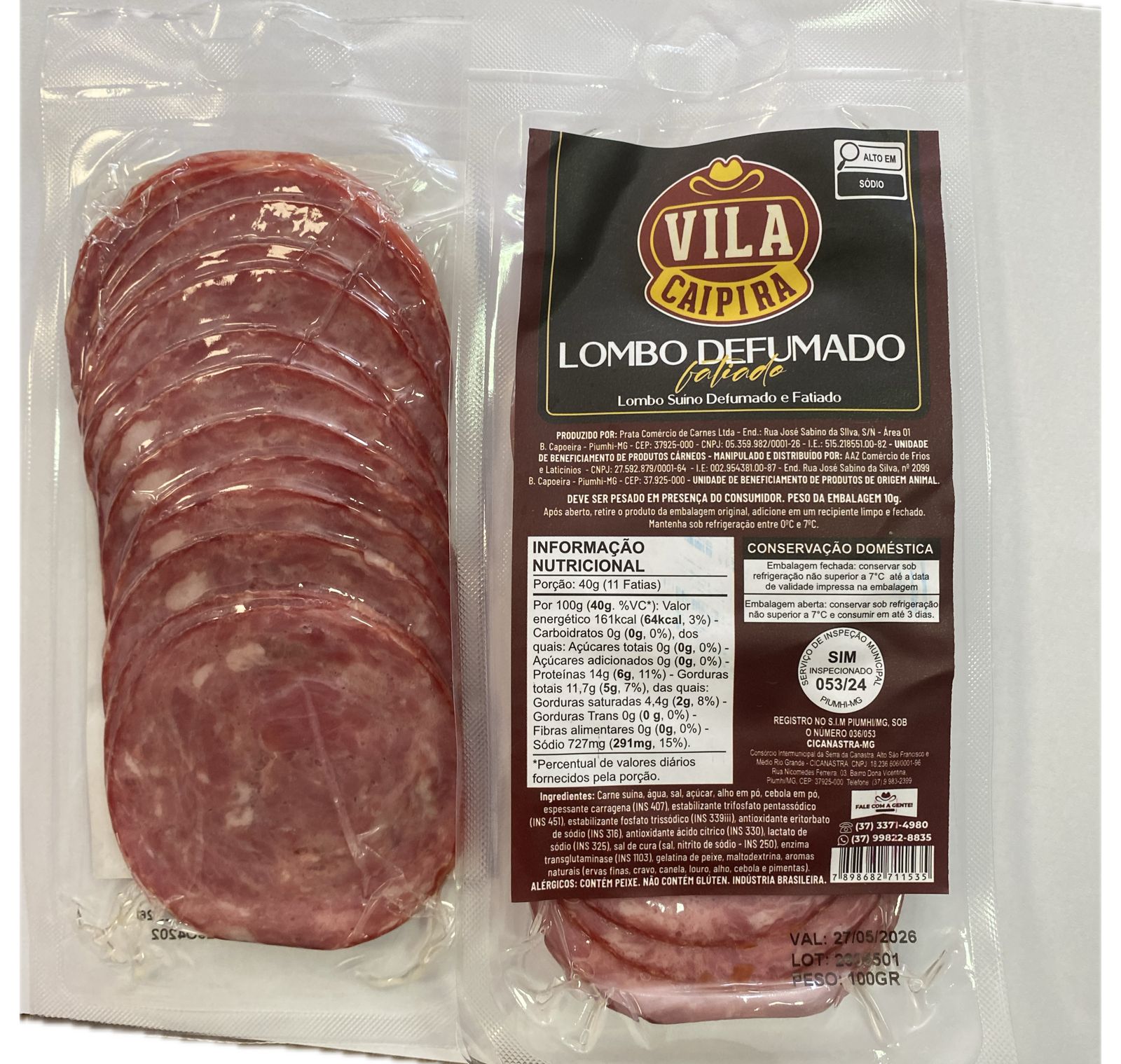 91064 - Lombo Defumado Fatiado 100 gramas caixa com 30 und.