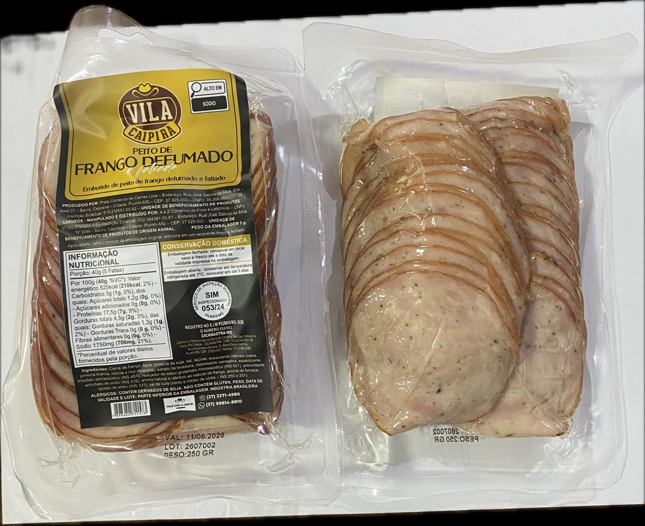 91123. Frango Defumado Fatiado 250 gramas